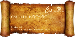Csillik Máté névjegykártya